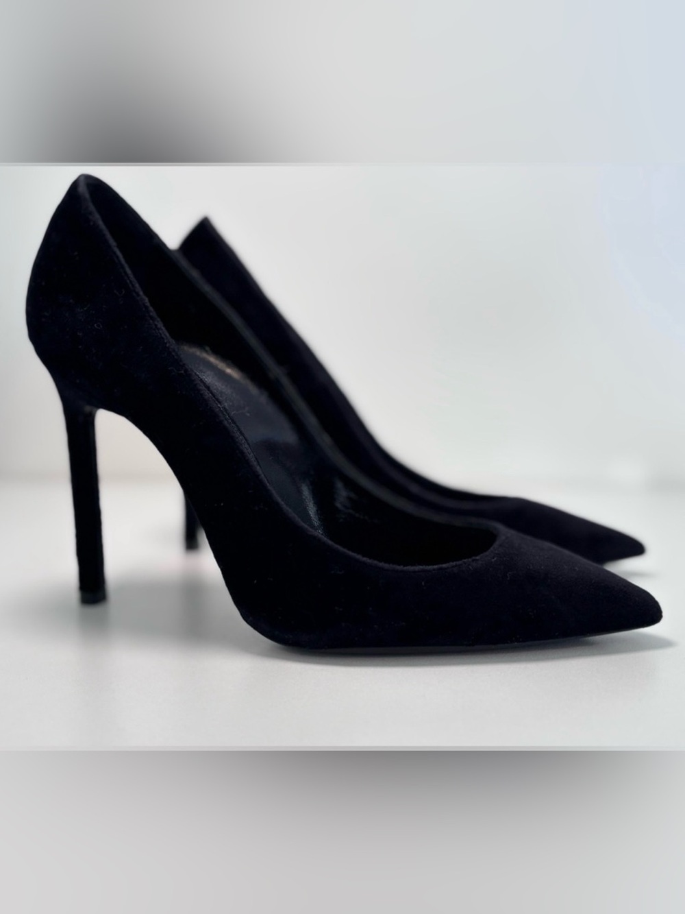 Saint Laurent Zoe Black Velvet Pointed Toe Pumps | Size 36.5 EU / 6.5 US